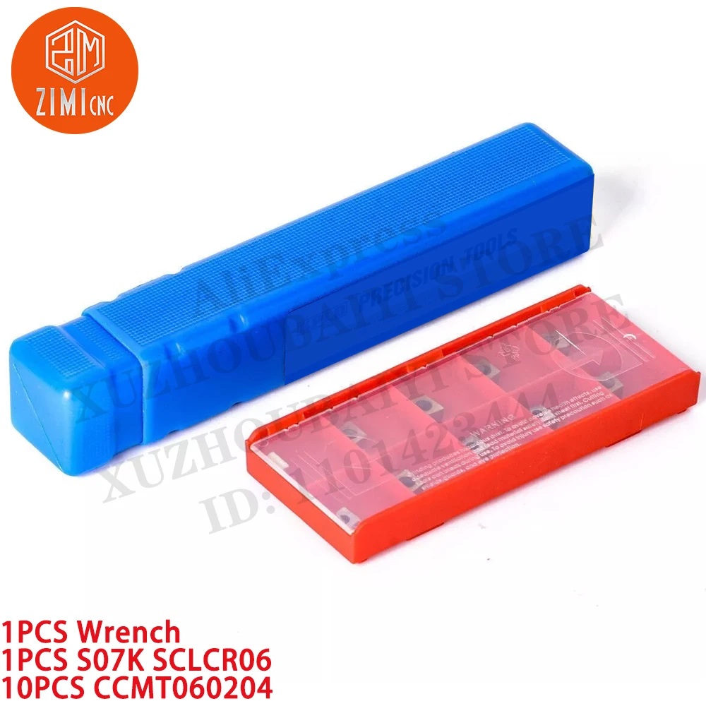 1PCS S07K-SCLCR06 7mm 선반 보링 바 홀더 도구+ 10개 CCMT060204 초경 인서트 CNC 도구 금속 선반 기계적인 자르는 기계
