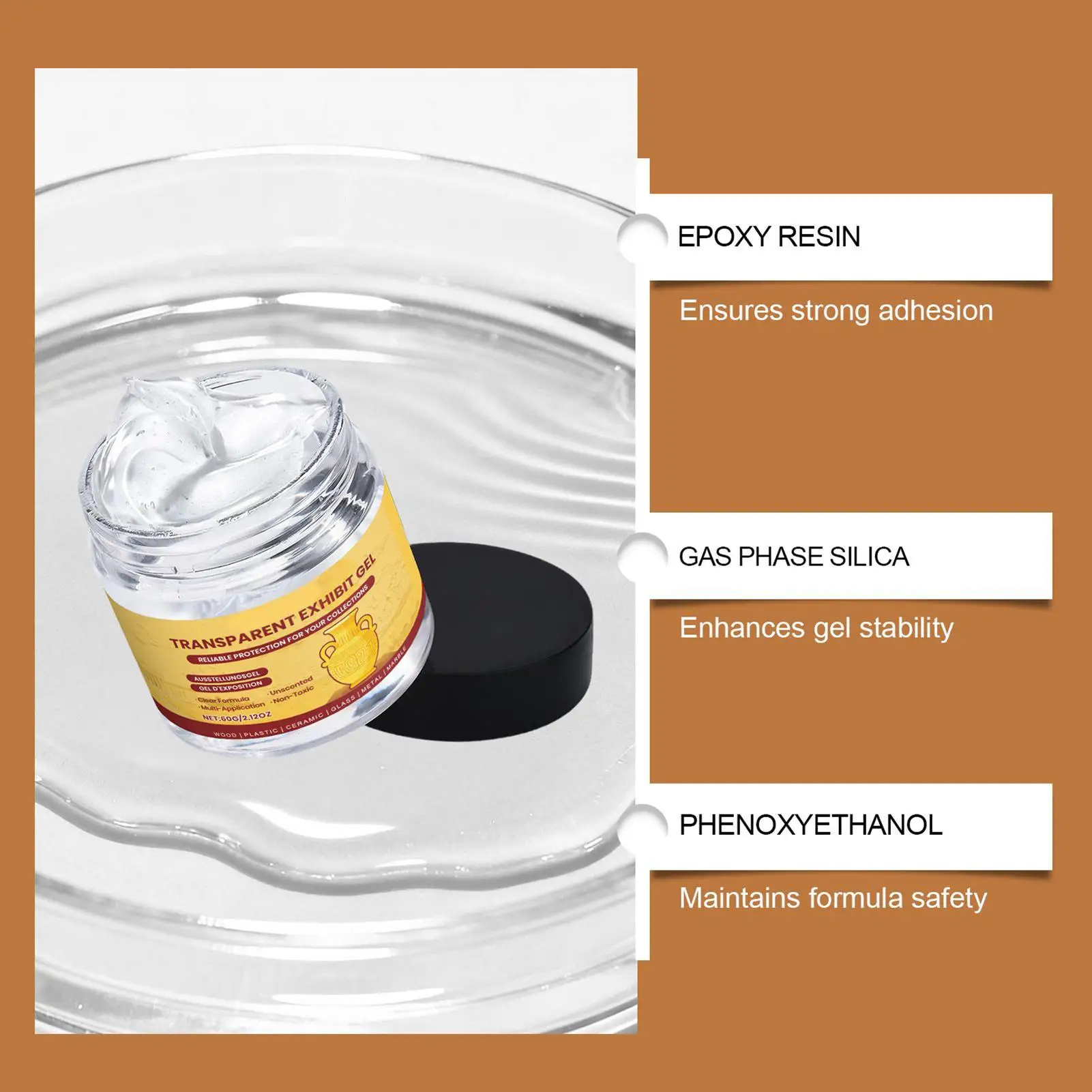 Museum Gel 60g Clear Removable Glue Adhesive Museum Wax for Antiques Glass Ceramics Figures Decorations Conservation Art Gallery