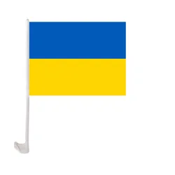 EOODLOVE 30x45cm Ukrainian car flag 12x18 inch Ukrainian car window flag with plastic flagpole waving flag