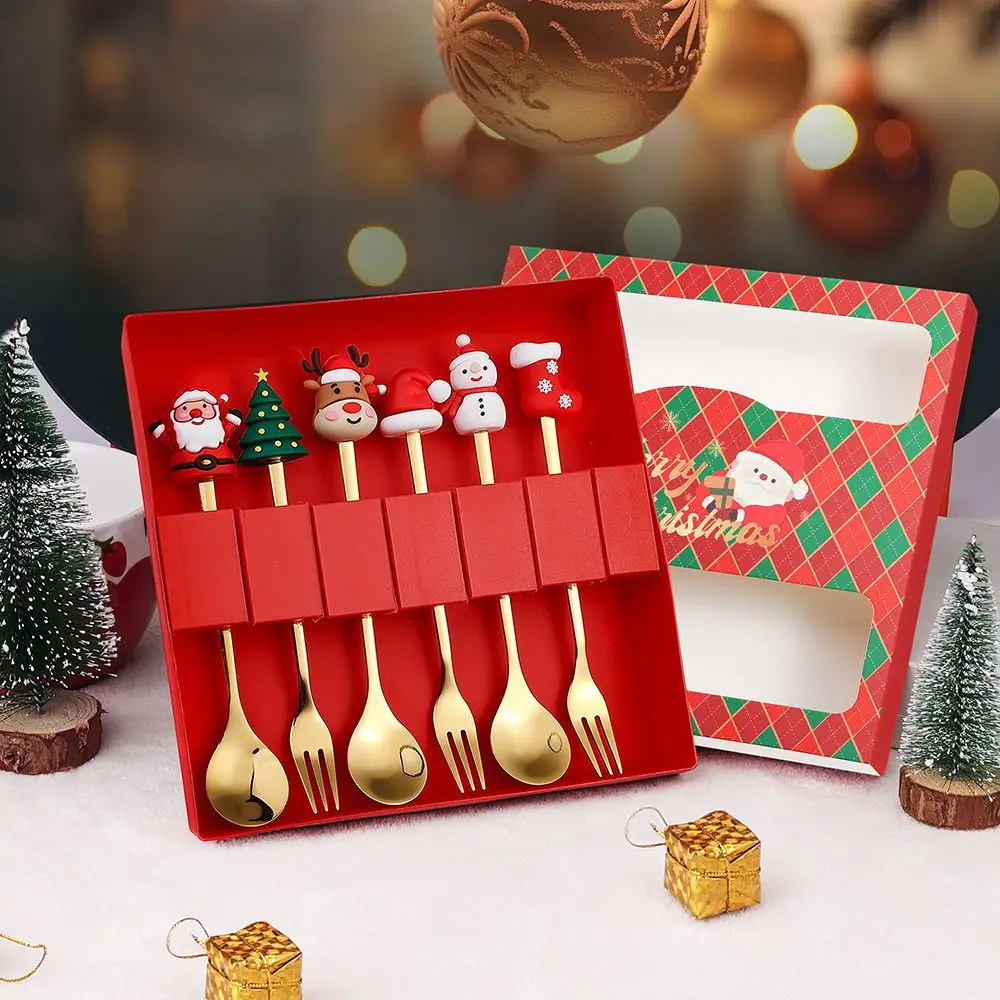 Cartoon Children's Spoon Fork Gift Set, Stainless Steel Coffee Spoons Tableware Kit for Dining Table Set Decor