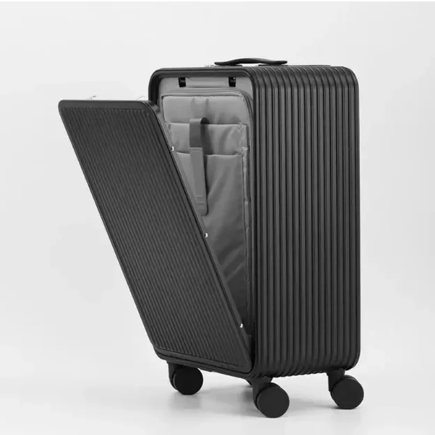 Large capacity aluminum luggage carry on All aluminum luggage trolley aluminum suitcase front opening