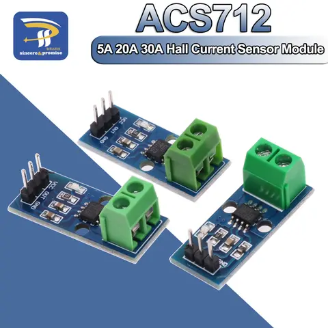 Module de capteur de courant Hall 5A 20A 30A, modèle ACS712 pour carte de détection de courant Arduino AC DC ACS712TELC- 5A/20A/30A, 1 pièce