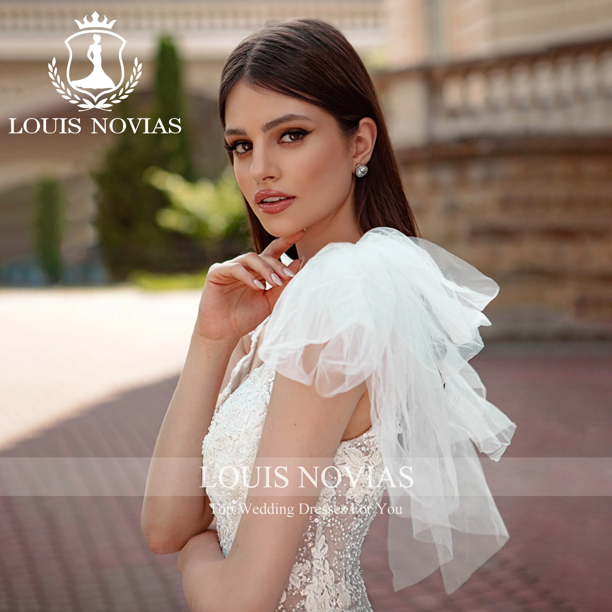 

LOUIS NOVIAS Luxury Mermaid Wedding Dress High Quality Sweetheart Spaghetti Straps Beading Appliques Sequined Wedding Gown