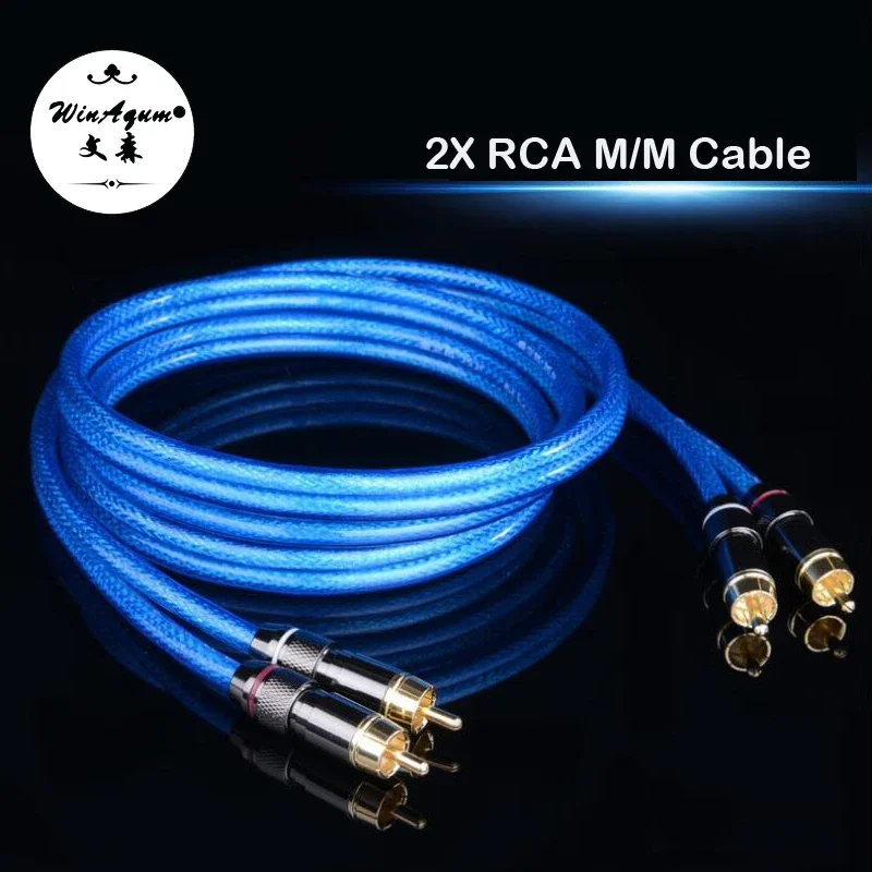 Winaqum 1 계량기 구리 와이어, 파란색 투명 OFC, DIY 2 RCA 와이어 상호 연결 오디오 케이블 TV 라인 W-253A