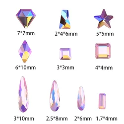 100/500pcs Lt.Pink AB Boutique Flat bottom nail art rhinestones Glass crystal 3D nail decoration Multiple shapes wholesale