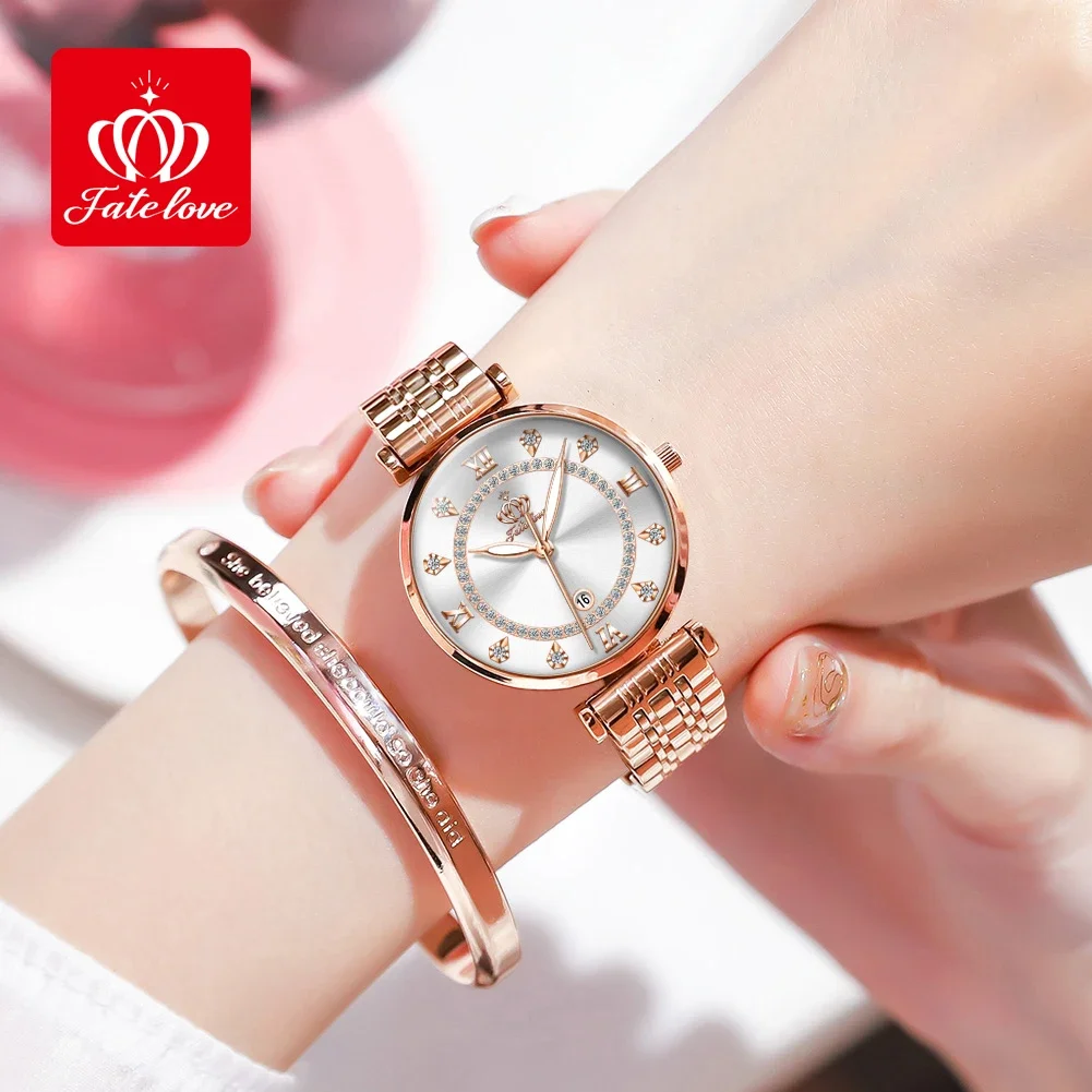 Fate Love 5866 Japan Quartz Movement Watch For Women Wristwatch Waterproof Calendar Ladies Hand Clock Elegant Women's Watches