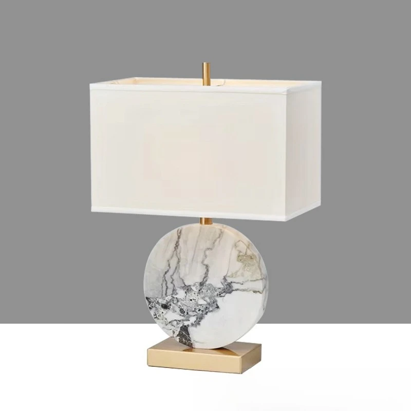 

New Chinese marble table lamp living room bedroom designer art