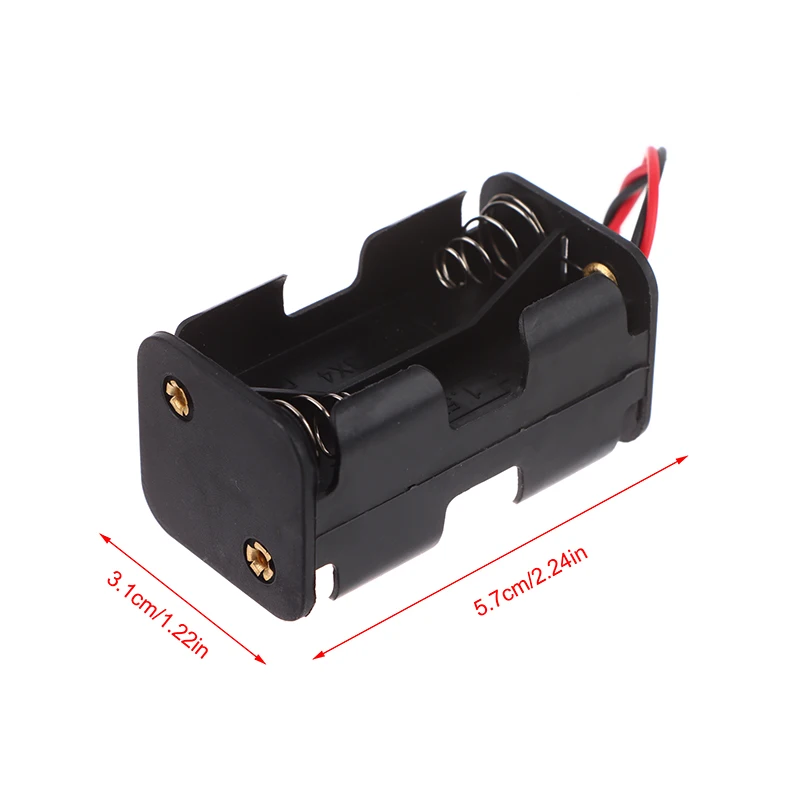 ❤️   Soporte para pilas AA de 6V para 4 pilas AA, caja de almacenamiento de plástico negra, estuche para pilas AA de doble capa con cable.