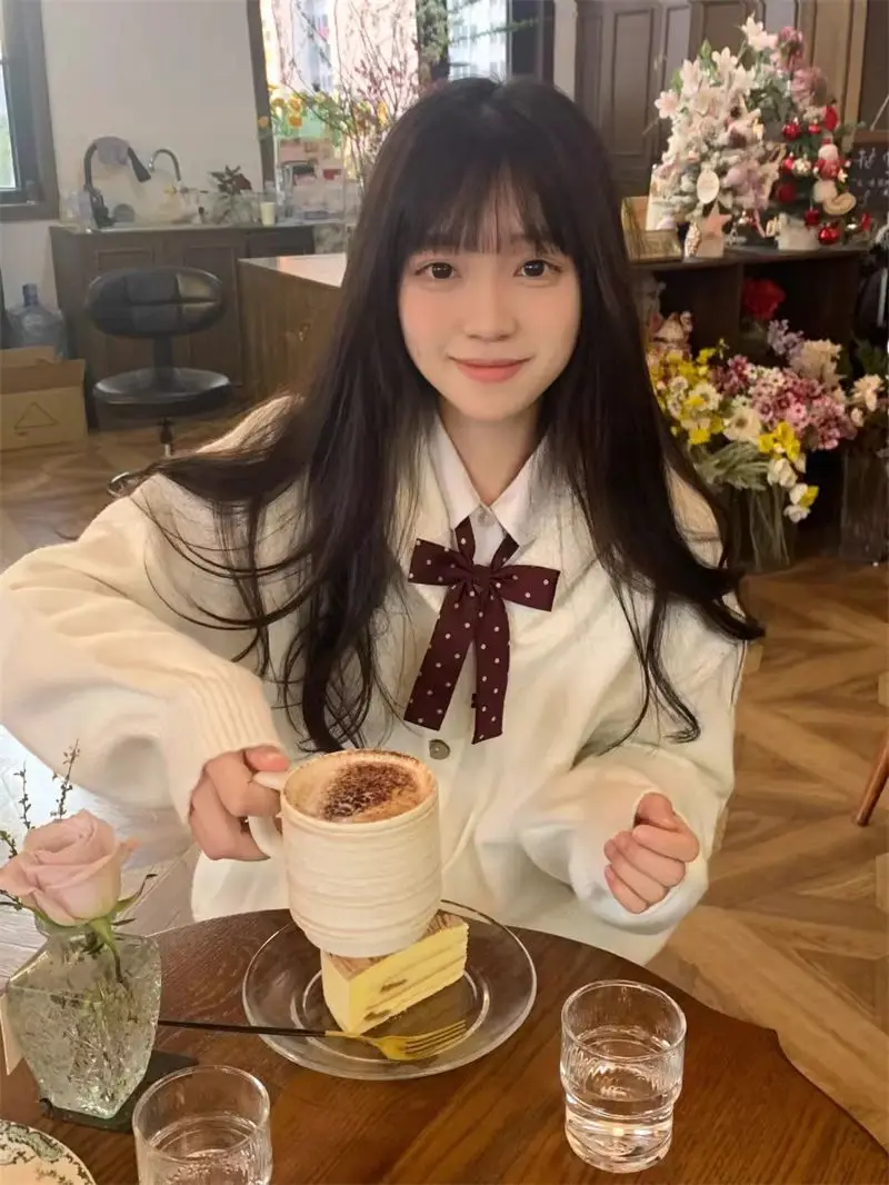 

Japan JK Hooded Cardigan Jacket For Women Japanese Loose Lazy Sweater For Women Sweet And Versatile Autumn Waxy White Sweater