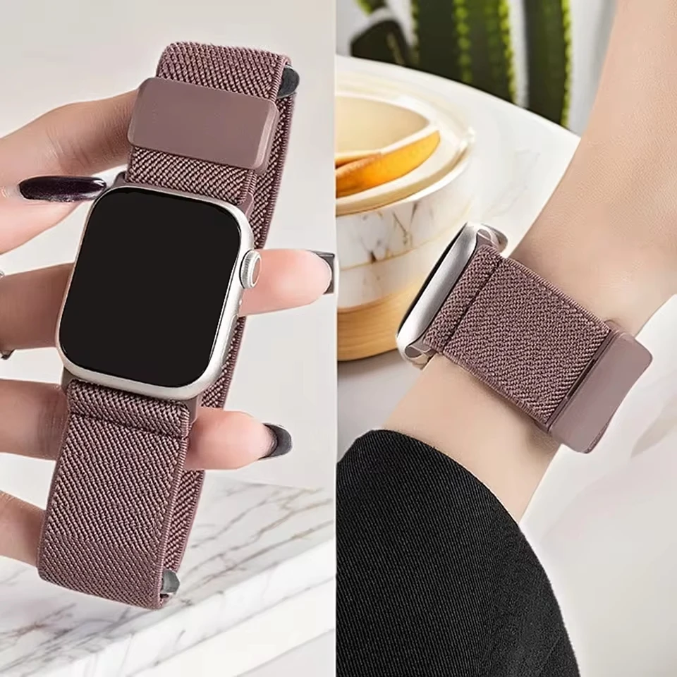 

Stretchy Nylon Solo Loop Compatible w/ Apple Watch 38-46mm, Adjustable Strap for iWatch Series 10-1/SE/SE2