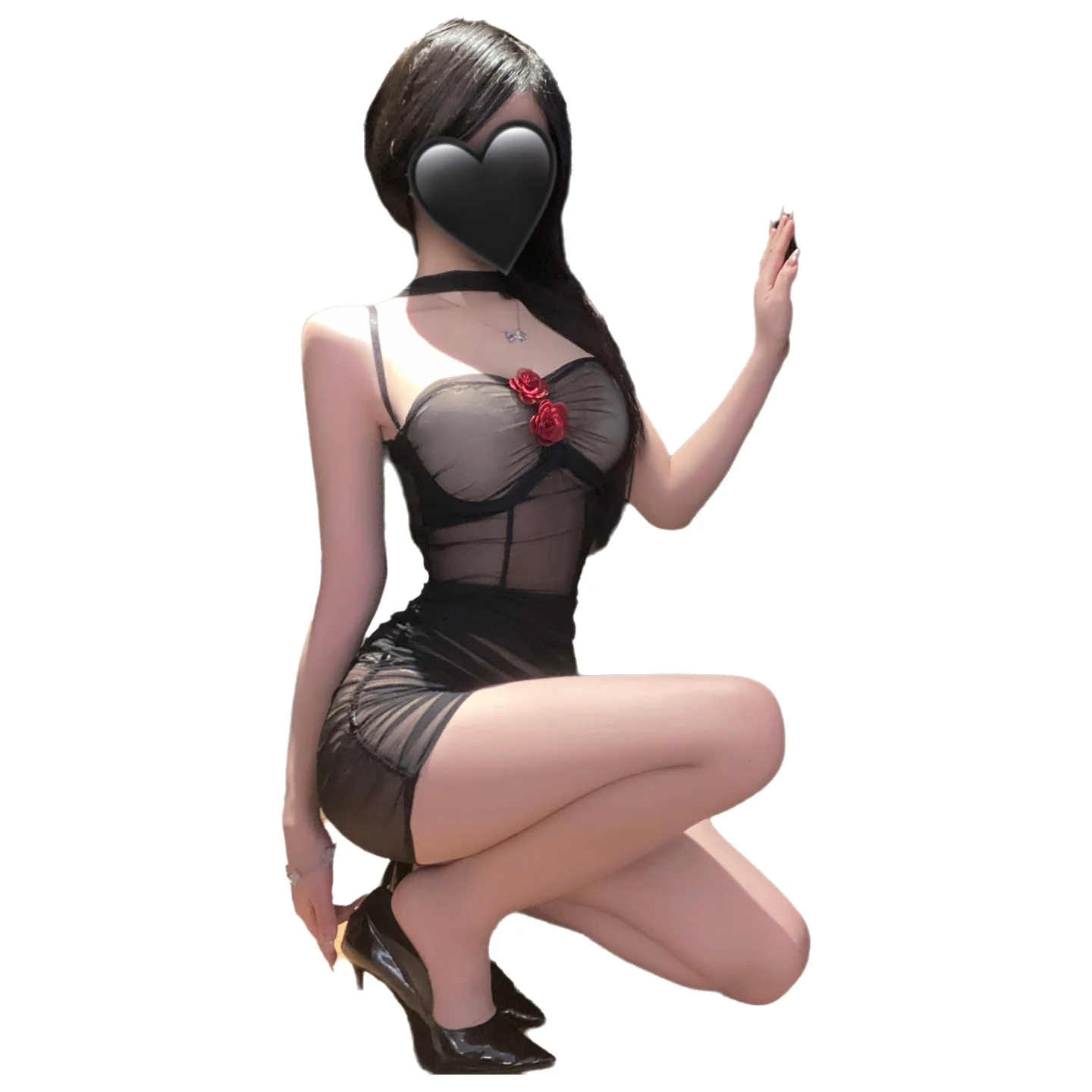 Sexy Small Chest Enhancing Clothes Plus Size Dress Bodycon Casaul Dress Pure Desire Transparent Hanging Neck Dress Charming XR4A