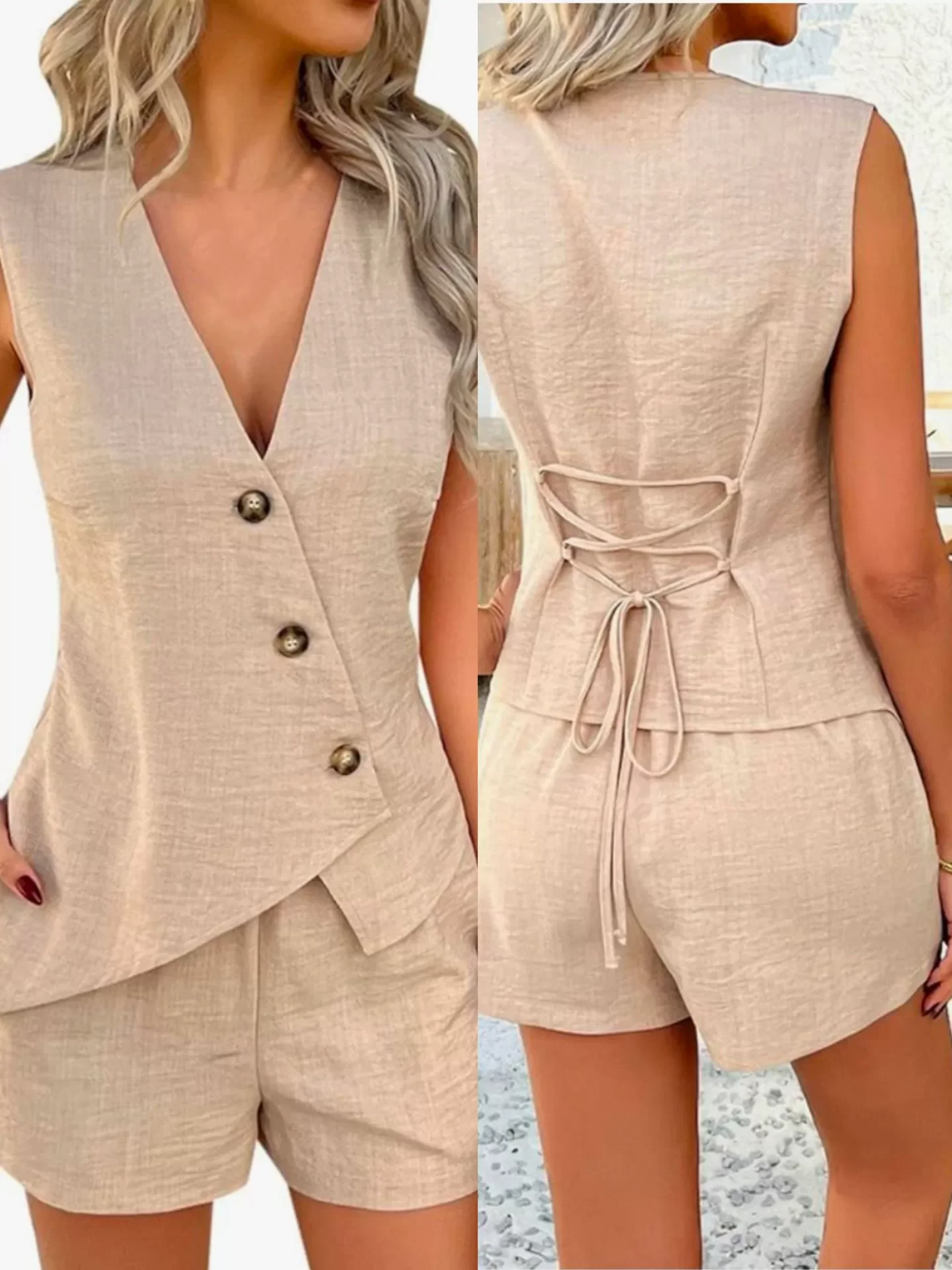 

Women Summer Button Tops Vest Tank Tees Shorts Pants Shorts Sexy Pant Bandage T Shirts Suit Loose Casual Suits Sets