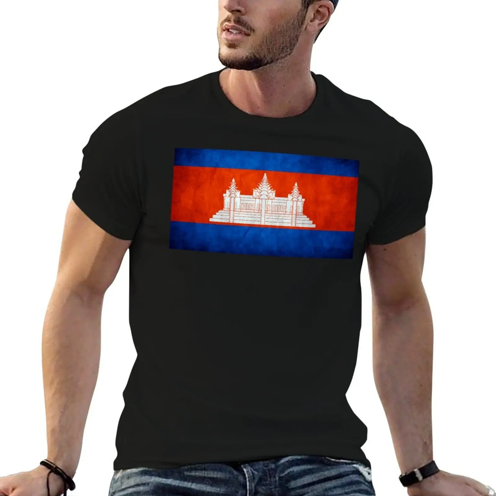 

Cambodia Cambodian Flag National Flag of Cambodia T-Shirt funny t shirts dark humor cotton tshirt 100% T-Shirt
