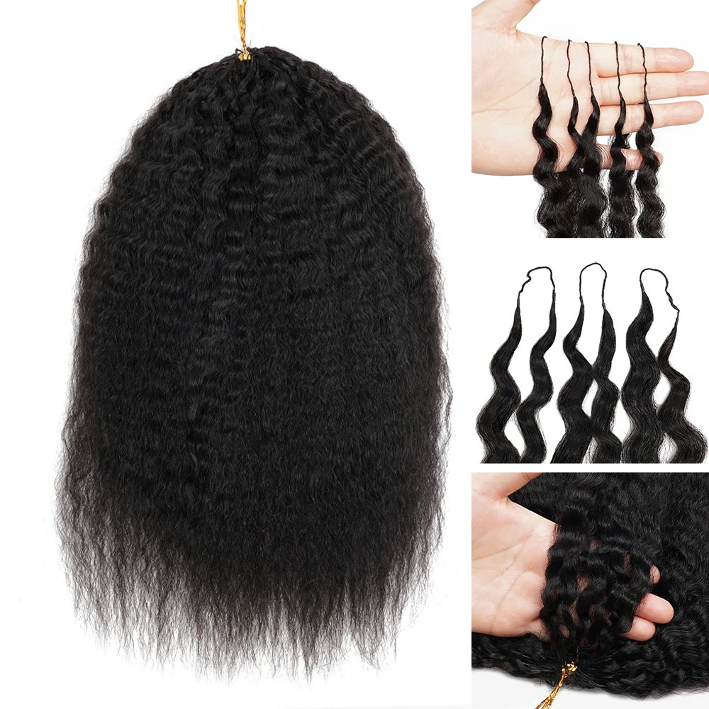 شعر مستعار غريب مستقيم مقسم مسبقًا لتضفير الشعر البشري 100 فروع/مجموعة ضفائر كروشيه بدون عقد غير مرئية مع سلسلة