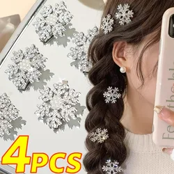 Snowflake BB Hair Clips Rhinestone Pearl Sliver Metal Sparkling Diamond Women Sweet Cute Duck Bill Hair Accessories Headwear