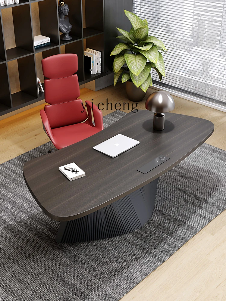 YY Minimalist Light Luxury Boss Household Special-Shaped Computer Desktop High-End Office Desk for Boss