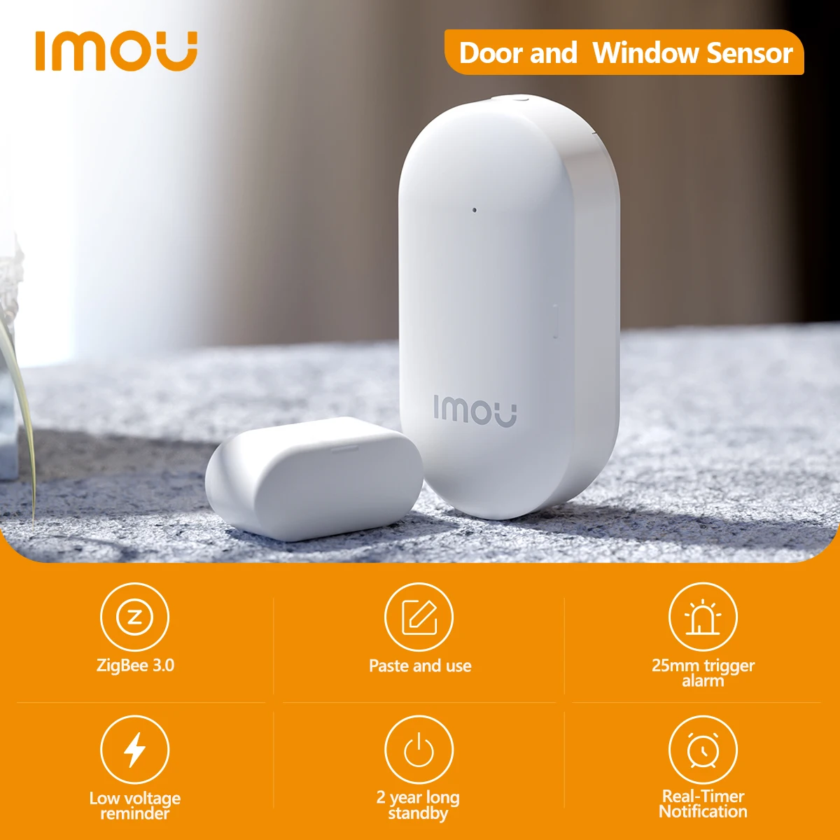 imou sensor inteligente de porta e janela wifi protecao de seguranca notificacao em tempo real bateria inviolavel zigbee 30 anos 01