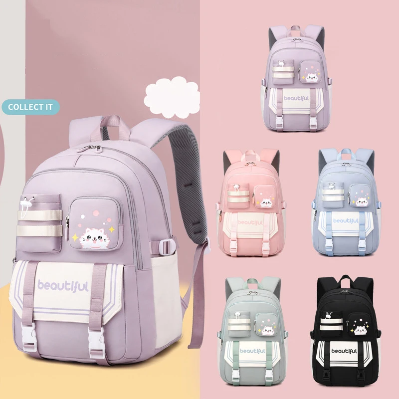 Children School Bag For Teenager Girls Cute Lightweight Orthopedic Students Backpack Waterproof Book Bag Large Capacity Backpack