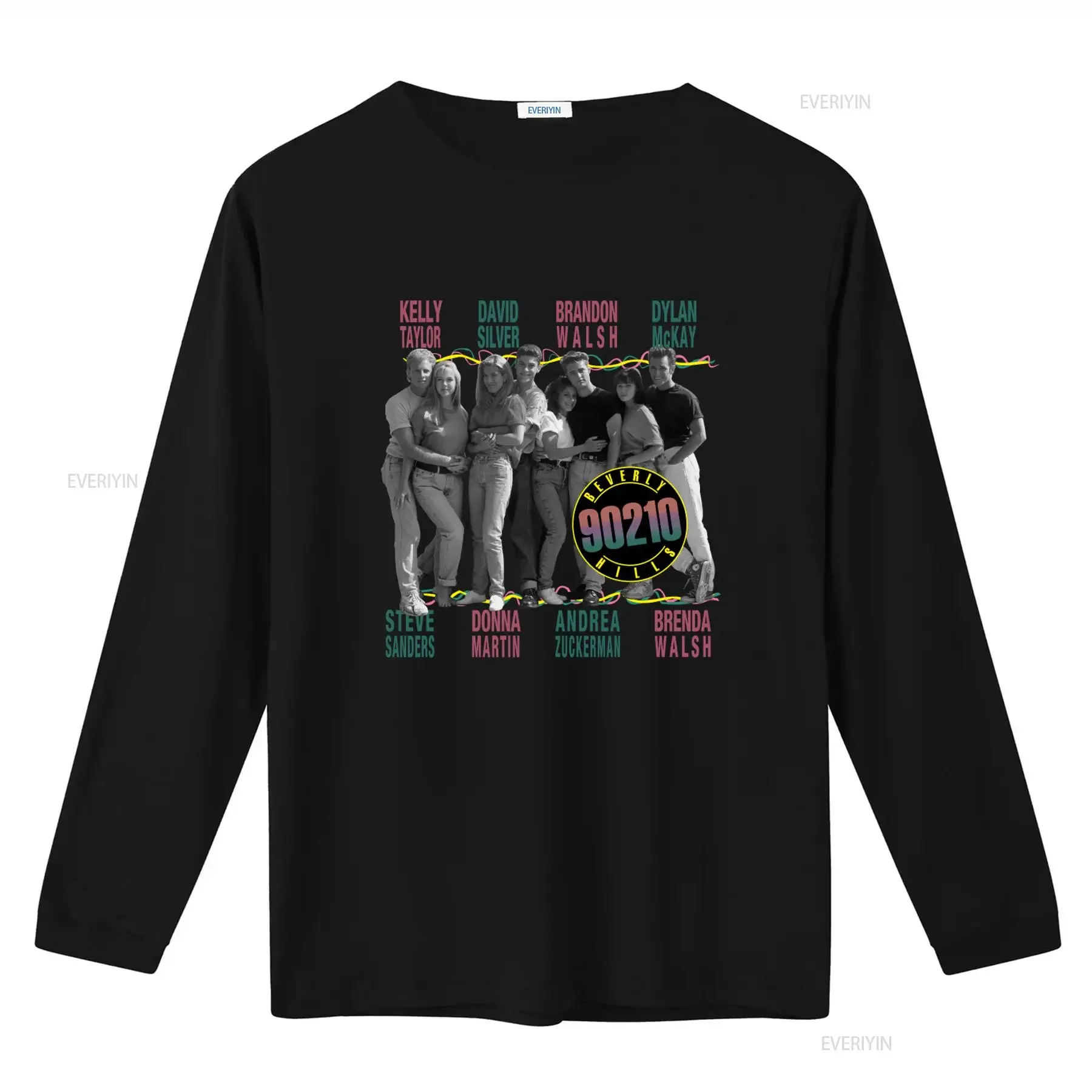 Vintage Style Womens The Cast Of Beverly Hills 90210 T Shirt vintage Washed homme Stylish Stretched Versatile Casual