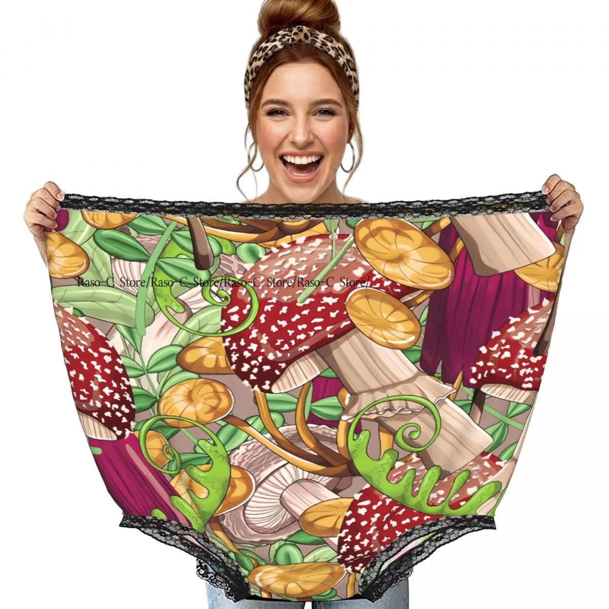 Ropa interior divertida para abuela con diseño de setas y hojas, regalo original y divertido, bragas para abuela