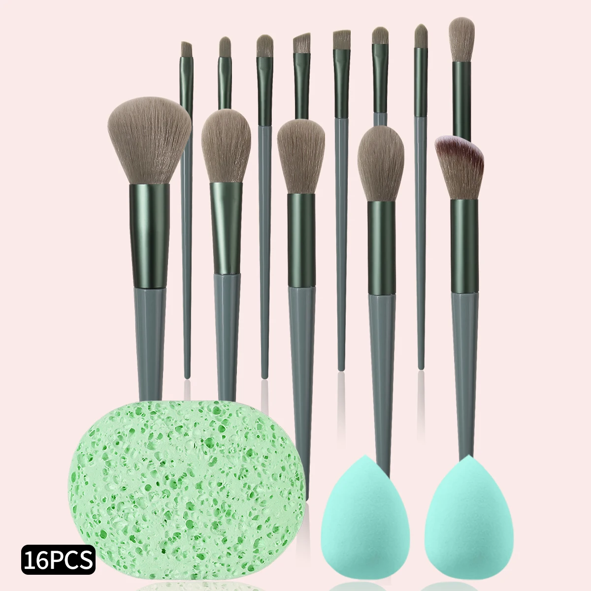 16PCS Professional Makeup Brush Set with makeup Sponges&Cleansing Sponge,Multifunctional Makeup Brush