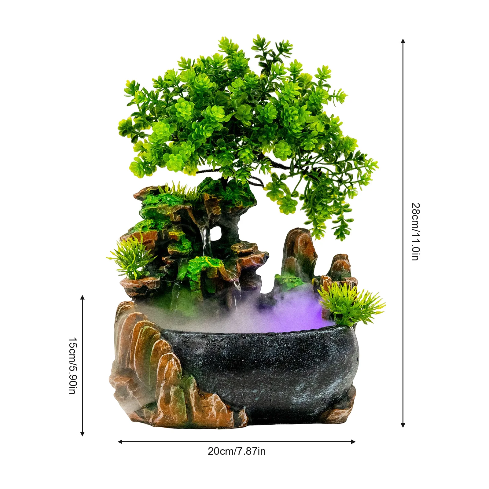 

Indoor Tabletop Fountains Rockery Water Waterfall Plants Desktop Fountain Home Office Desktop Decorations