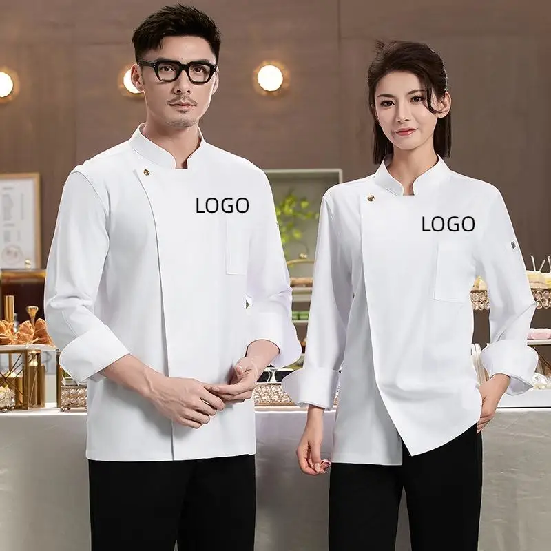 Autumn And Winter Long Sleeved Men's Women's Chef Workwear Hotel Restaurant Barbecue And Baking Uniform Embroidered Print Logo