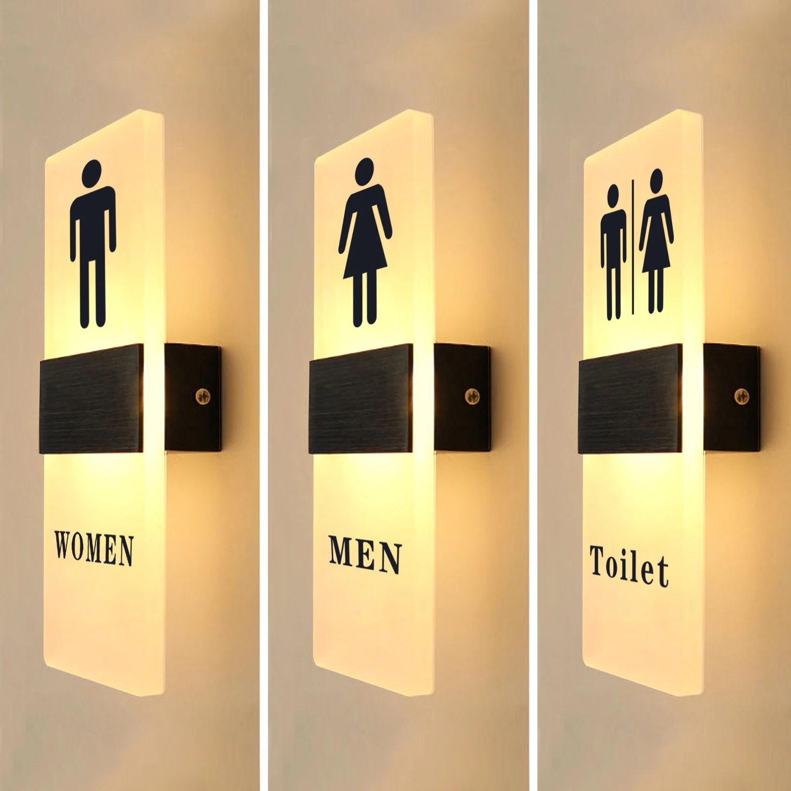 

LED Toilet Door Sign for Restrooms, Bathroom Entrance Display, 29x11cm Acrylic Custom Wc Signage, Drop Shipping