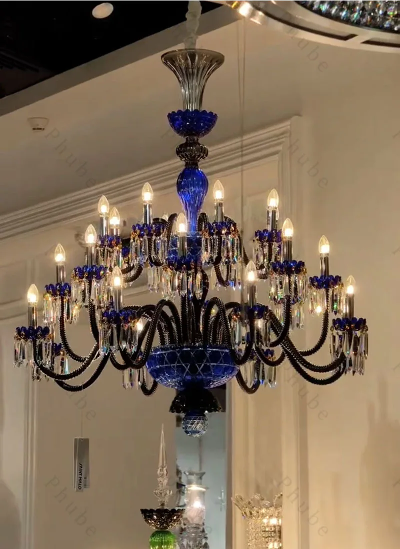 Phube Moderner Großer Luxus-Kristallprismen-Kronleuchter Französische Glas-Deckenleuchte für Esszimmer, Wohnzimmer, Foyer, Villa, Heimdekoration – Detail 5