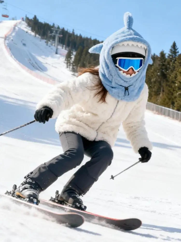 AliExpress NONE 3in1 Cartoon Shark Ski Helmet Cover Winter Warm Comfortable Soft Casual for Skiing Snowboarding Motorcycles and Winter Cycling