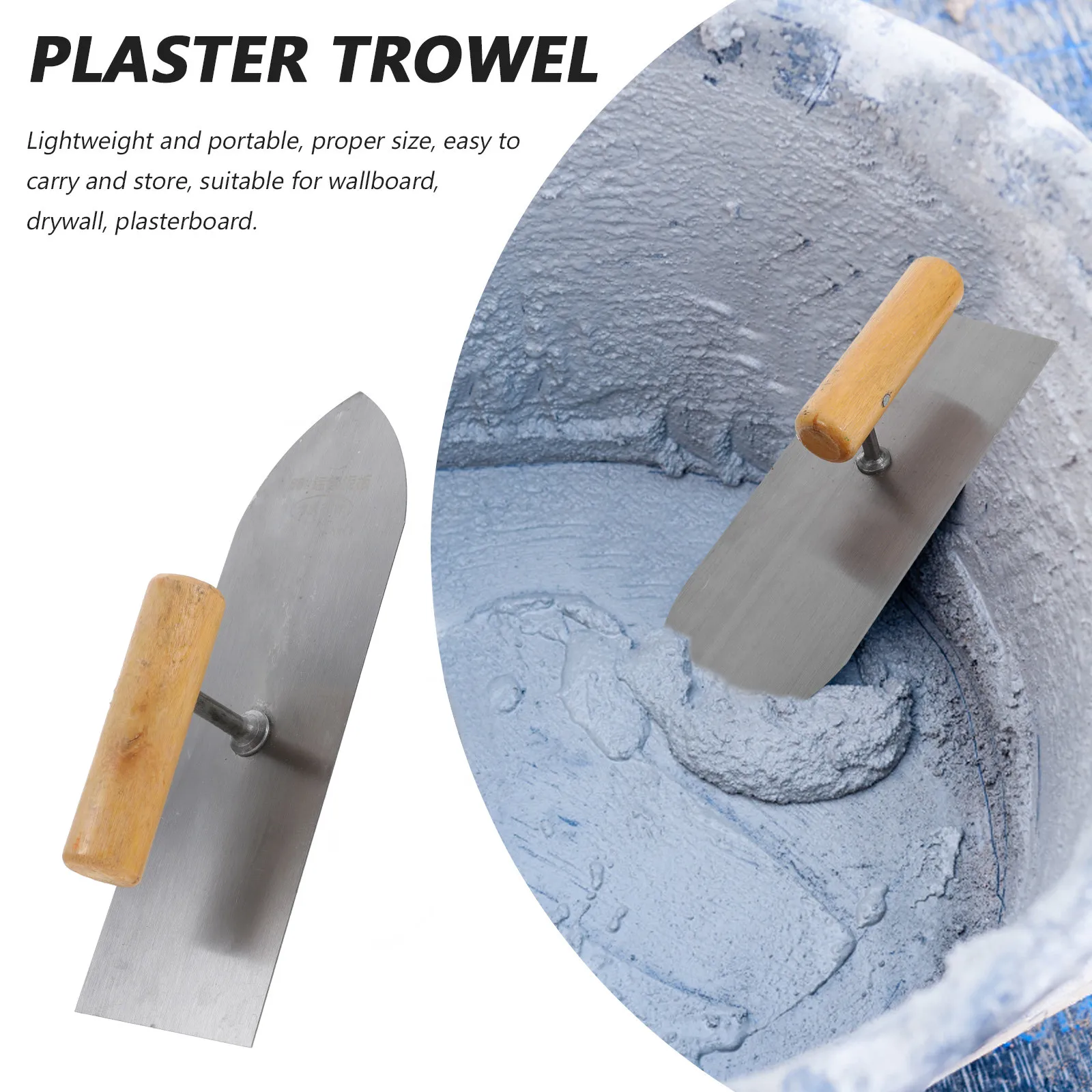 Stainless Steel Concrete Trowel 8 Inch Pointed Tip for Narrow Corners Wall Finishing Work Heavy Duty Hand Tool for home Masonry