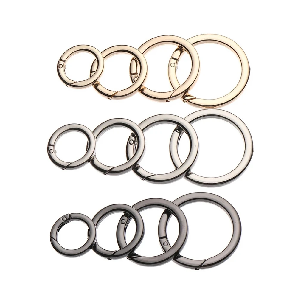 5pcs Spring Gate O Rings Openable Keyring Leather Bag Belt Strap Dog Chain Buckles Snap Clasp Clip Trigger DIY Accessories