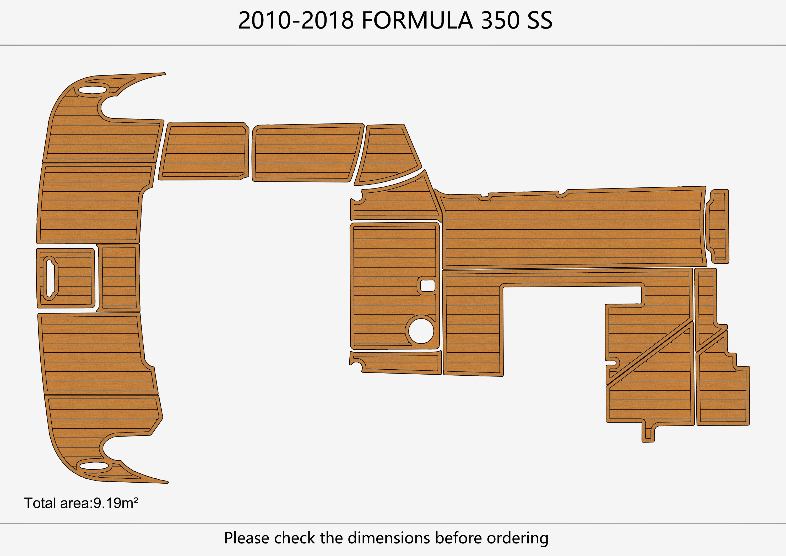 Eva foam Fuax teak seadek marine floor For 2010-2018 Formula 350 SS Cockpit Swim platform 1/4