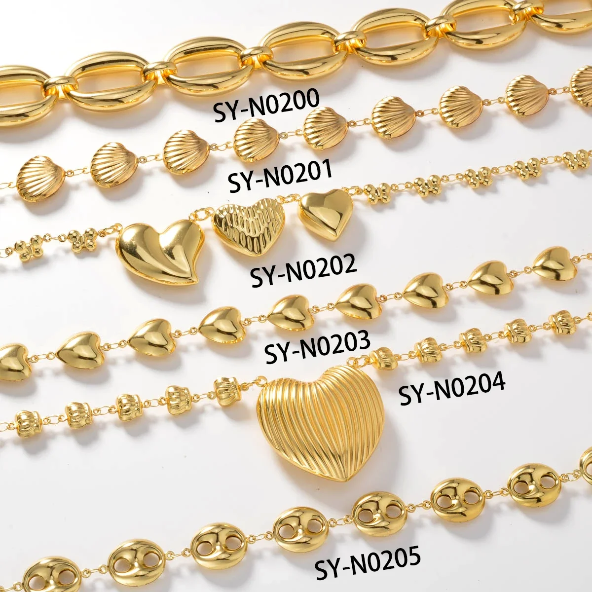 

Multi-Style Gold Plated Necklace Heart/Shell/Face/Geometric Link Boho Vintage Statement Piece for Women Ideal Beach Party Gift