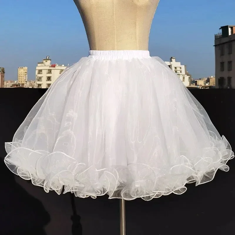 

MAGOGO White Skirt Support Daily Lolita Women Elastic Waist Boneless Cloud Violent Underskirt