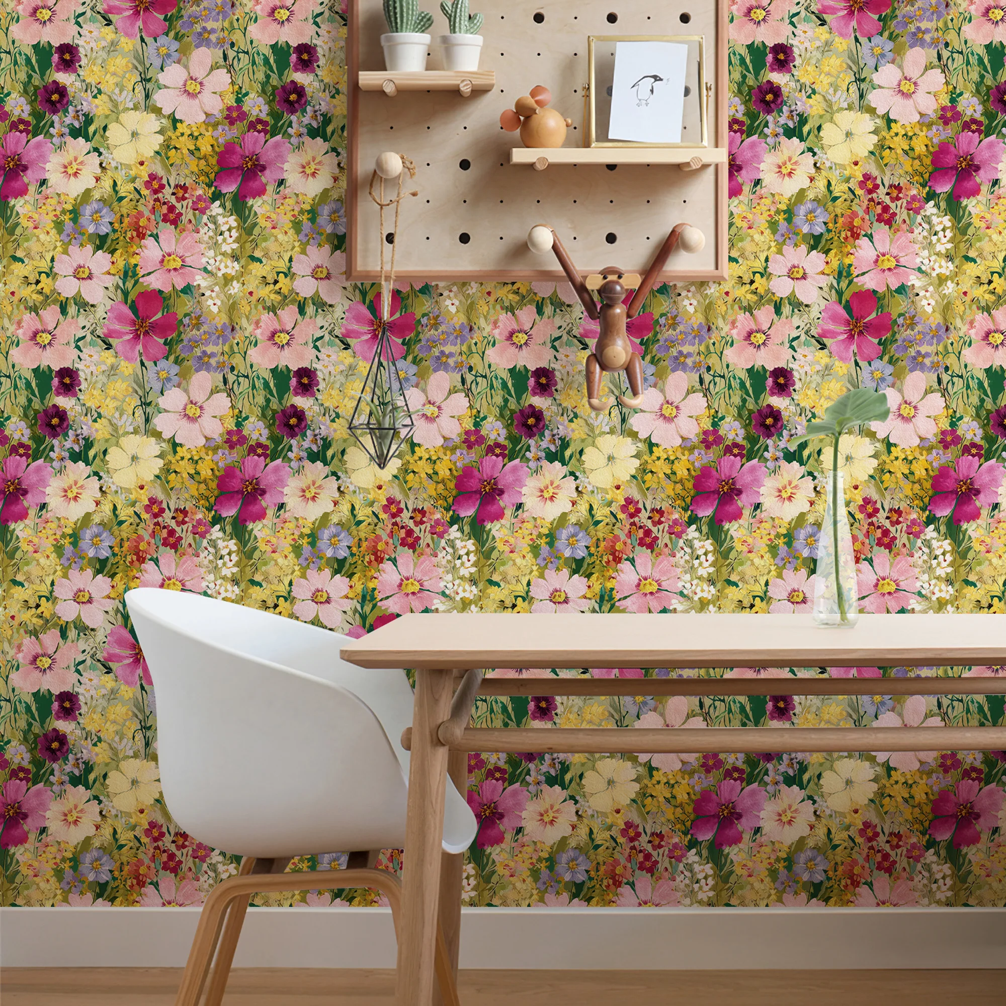 

Spring Blooming Floral Vinyl Peel And Stick Wallpaper Chic Watercolor Flower Living Room Wall Decal Waterproof Kitchen Decor