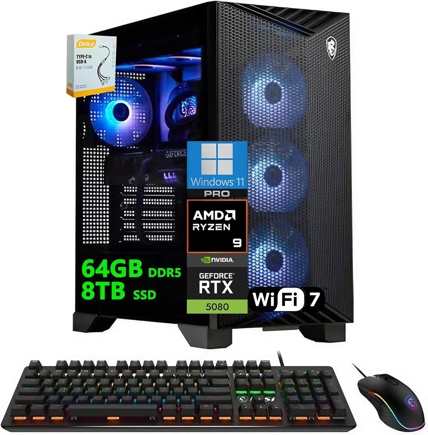

msi Aegis ZS2 Gaming Desktop | AMD 12-core Zen 5 Ryzen 9 9900X | 64GB DDR5 8TB SSD | GeForce RTX 5080 DLSS 4 | 360mm Liquid