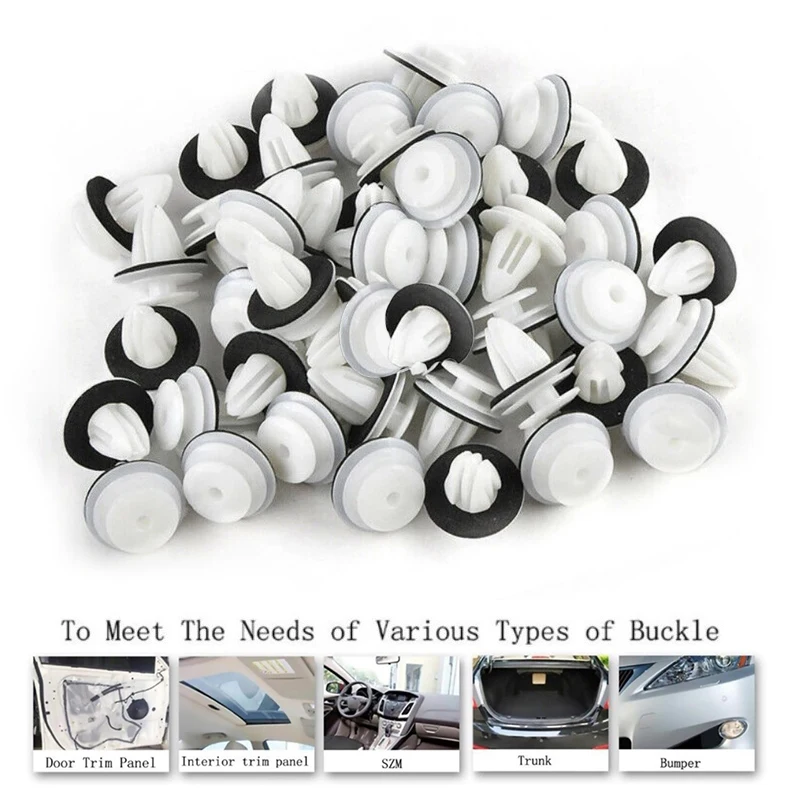 50/100Pcs Car Buckle With Sealing Ring Door Trim Panel Fixing Buckle Car Accessories