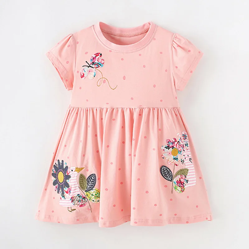 Brand Quality 100% Cotton Baby Girl Clothes Cartoon 2024 Summer Casual Children Clothing Kids A-LINE One-piece Dresses for Girls