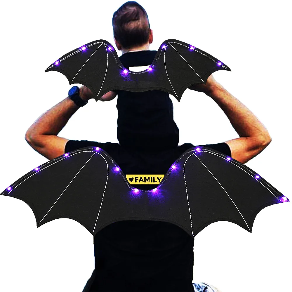 Halloween Props Demon Angel Light-emitting Children/adults Bat Wings Parent-child Performance Party Cosplay Prop Toys