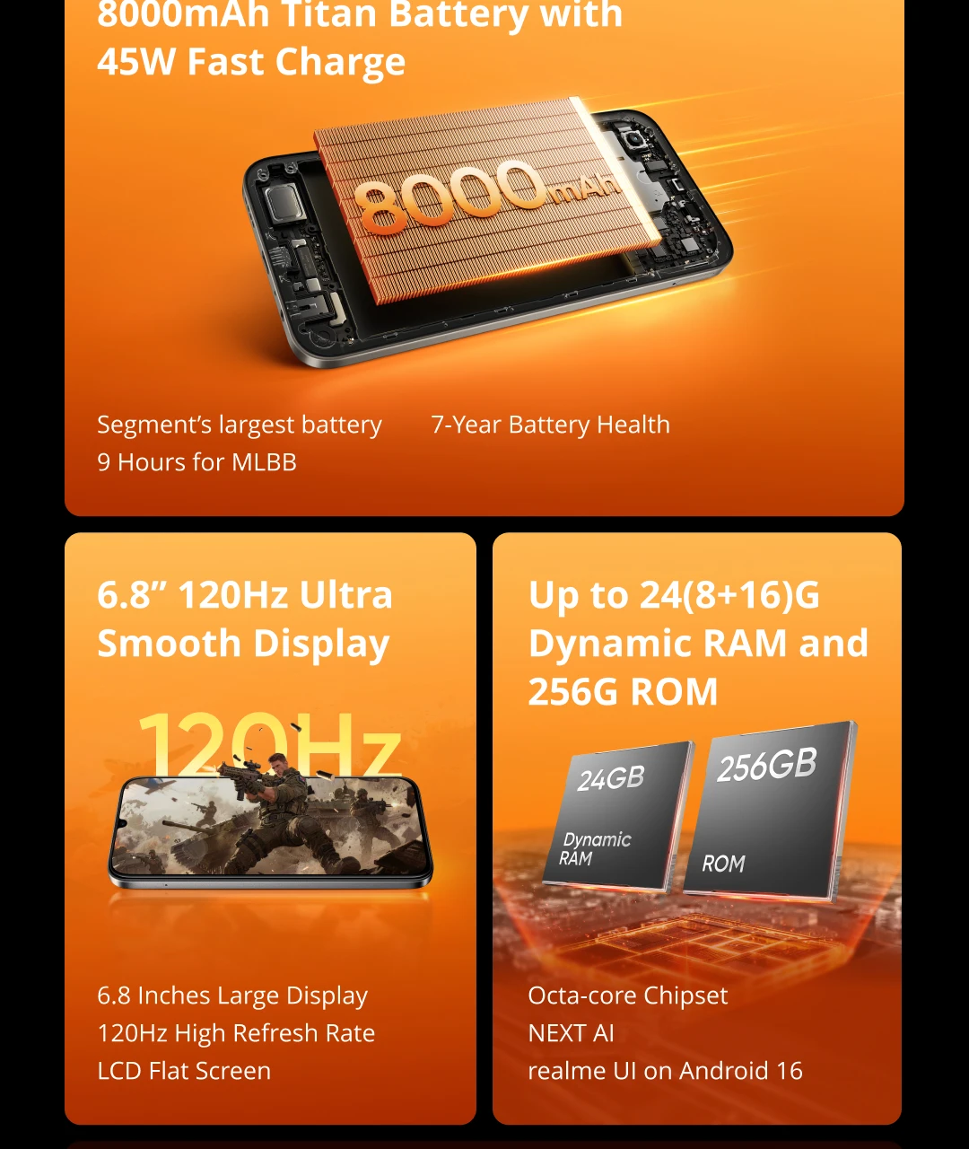 realme P4x Smartphone NFC 8000mAh Battery 45W Charge 6.8" 120Hz LCD Display 50MP AI Camera IP64