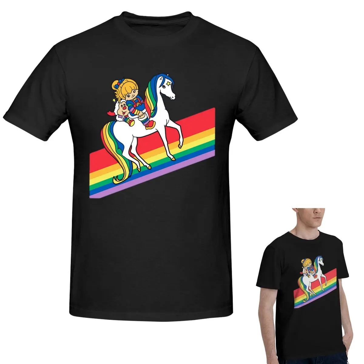 

100% хлопок Rainbow Brite And Friends - футболка с мультяшным дизайном в стиле ретро 80-х, мужская модная футболка, мужские летние рубашки с круглым вырезом, топы