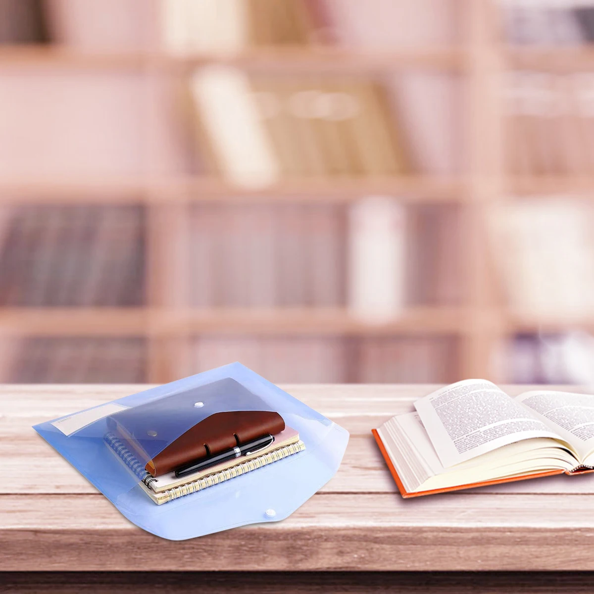 

20pcs Plastic File Folder Snap- Document Storage Bag For School Office Lightweight Pouch Files Documents