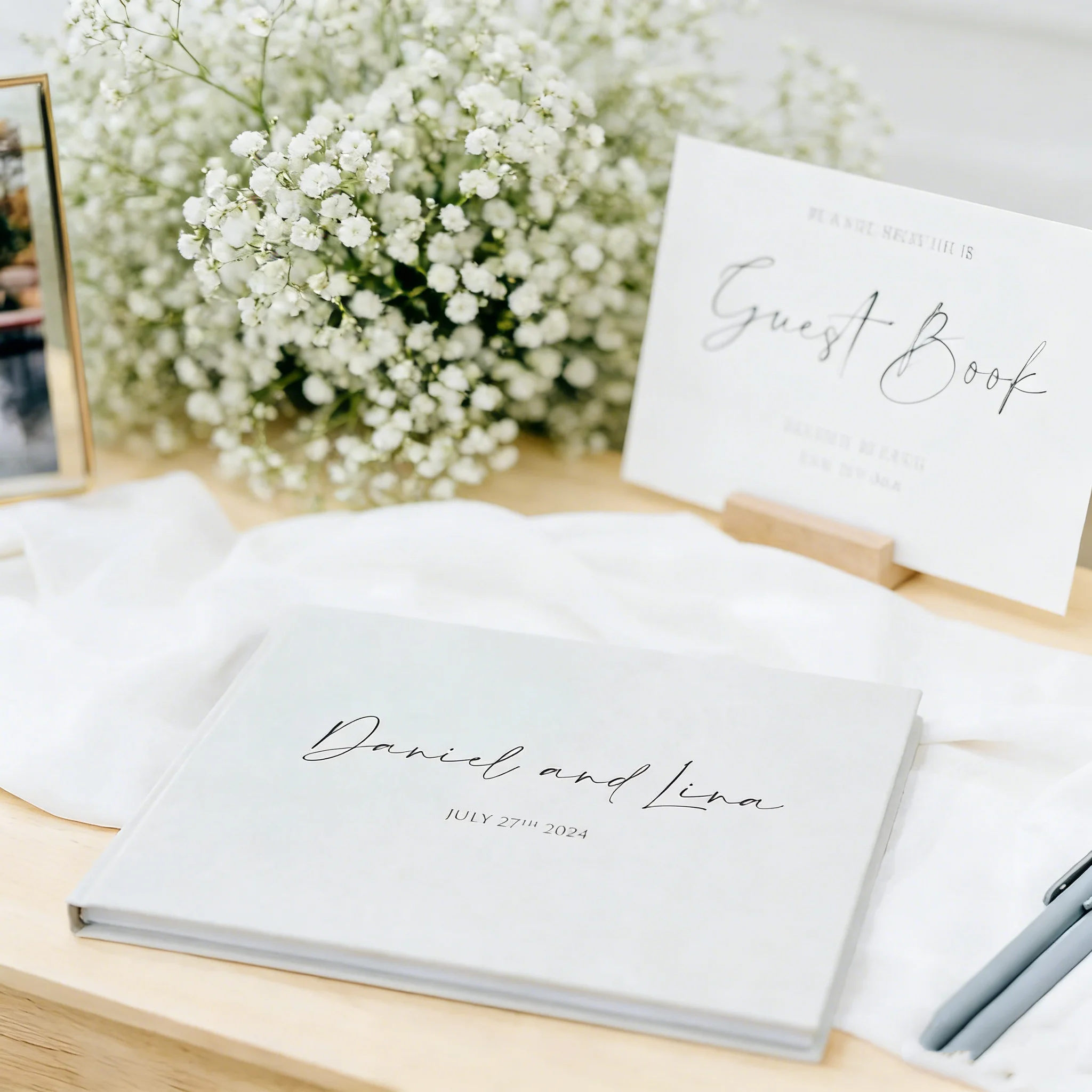 horizontal-navy-wedding-guest-book-gold-foil-personalized-name-calligraphy-hardcover-memory-album-gb012