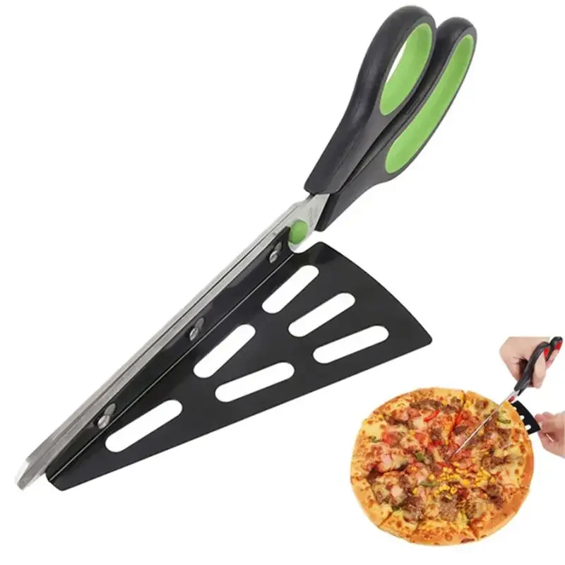 Pizza Scissors Knife Pizza Cutting Tool Stainless Steel Pizza Cutter Slicer Baking Tool Multi-Functional With Detachable Spatula