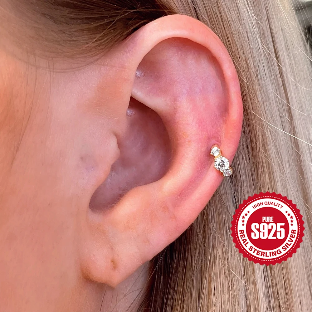 Aide 925 Sterling Silver Six-Claw Big Round Zircon Gold Hoop Buckle Piercing Earrings For Women Luxury Fine Jewelry Party Gift