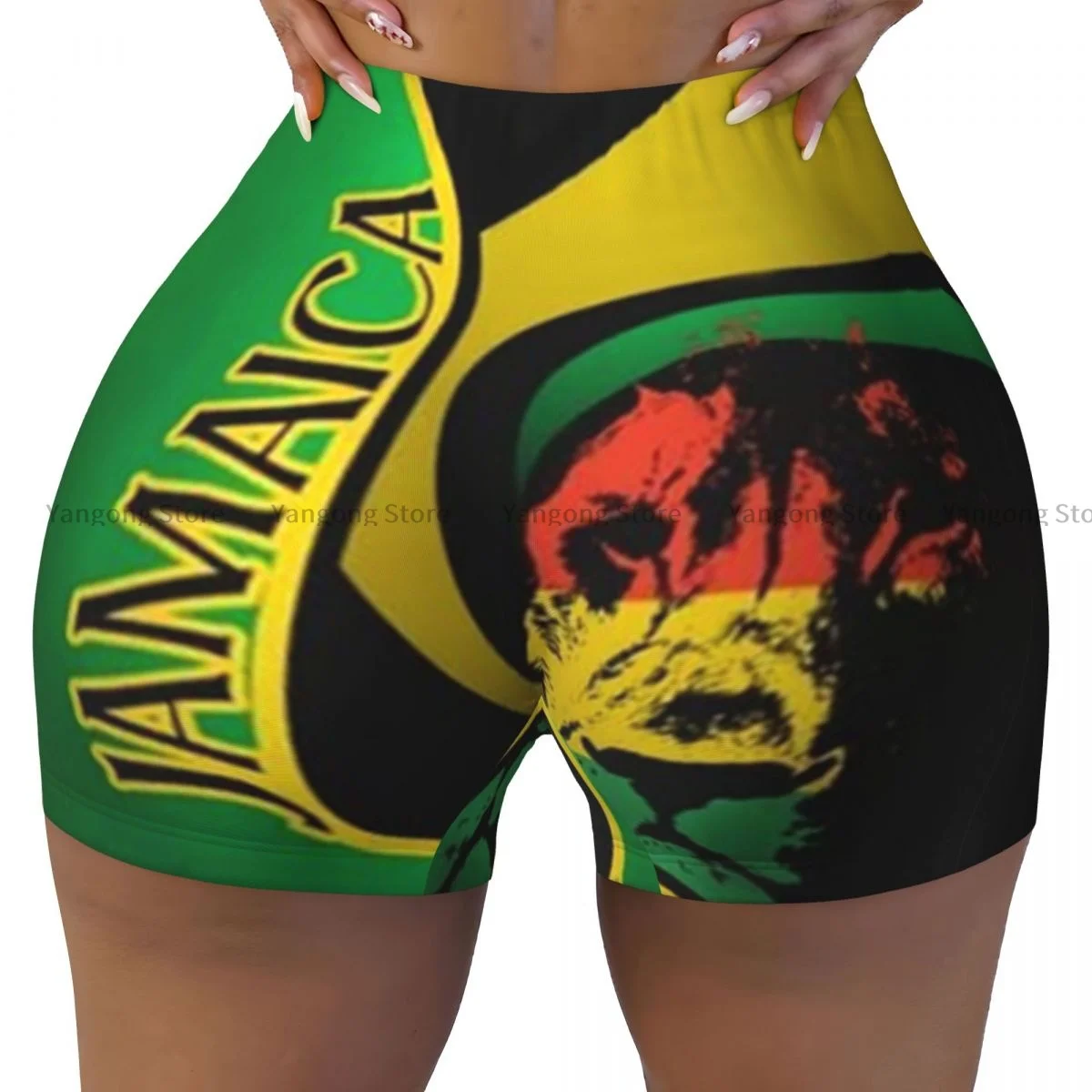 

Women's Yoga Shorts Jamaica Lion Scrunch Booty Butt Lifting Comfort Fitness Gym