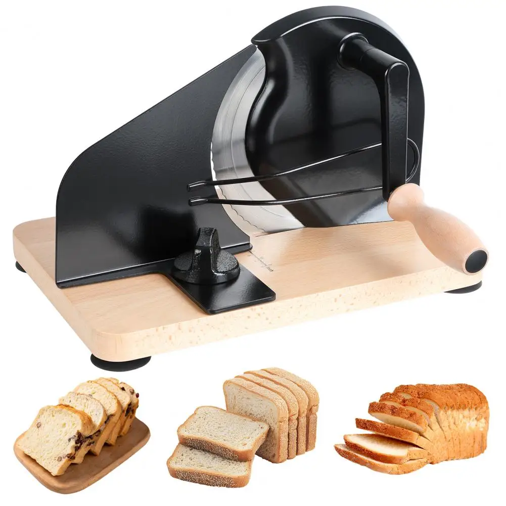 Upgrade Manual Bread Slicer, Homemade Sourdough Bread Cutter, Hand Crank Home Bread Slicer with Scale Line and Steel Fence, Shar
