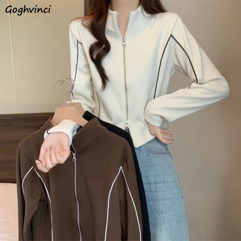 

Jackets Women Panelled Sporty Stand Collar Coat Mature American Style All-match Soft Zipper Personality Streetwear Aesthetic New