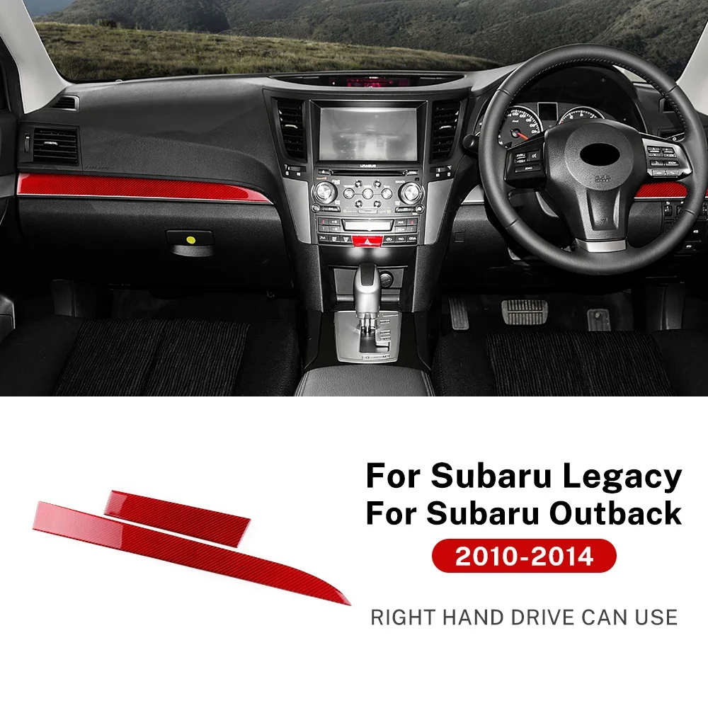 

Real Carbon Fiber Dashboard Trim For Subaru Legacy Outback 2010-14 Instrument Panel Decor Strip Glossy Black Red Interior Sticke